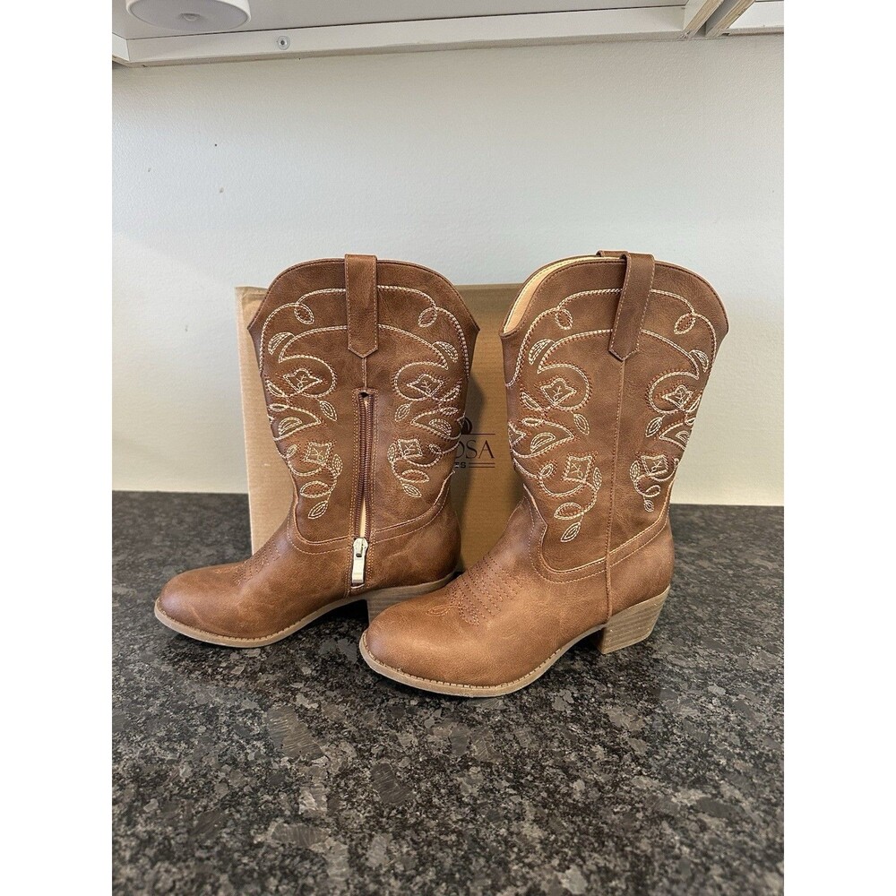 Laurmosa Cowgirl Boots Big Kids Size 3 Brown